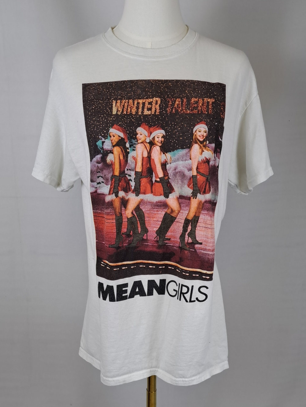 Mean Girls Jingle Bell Rock Winter Talent Show Graphic Tee Shirt White Y2K Small